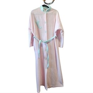 Vintage Miss Melodee button front belted fuzzy robe. Made in Canada